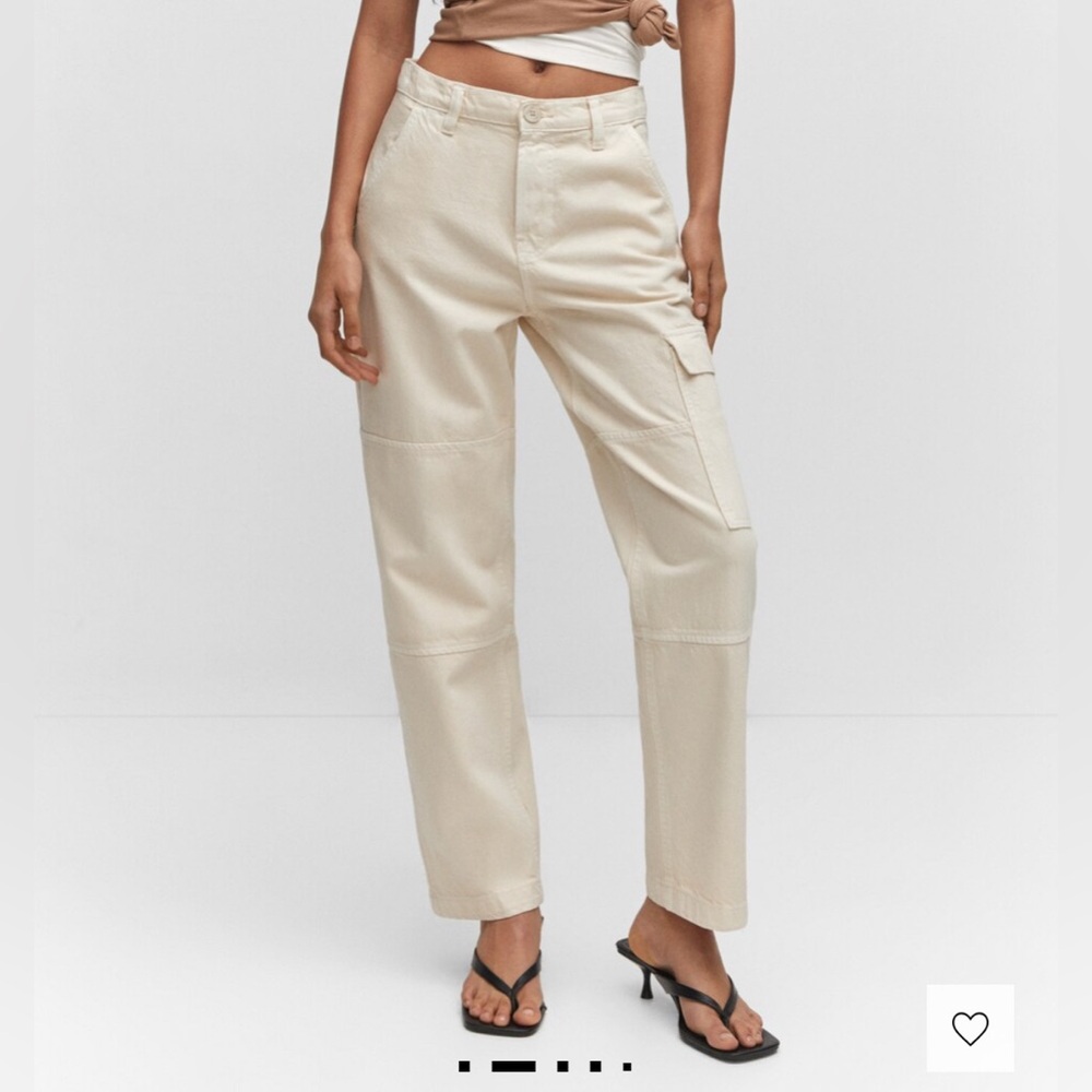 MANGO. Ecru Cargo Pants. Size 8